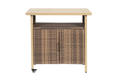 Outdoor Wicker Bar Cart with Wheels and Storage – Beige – image 1