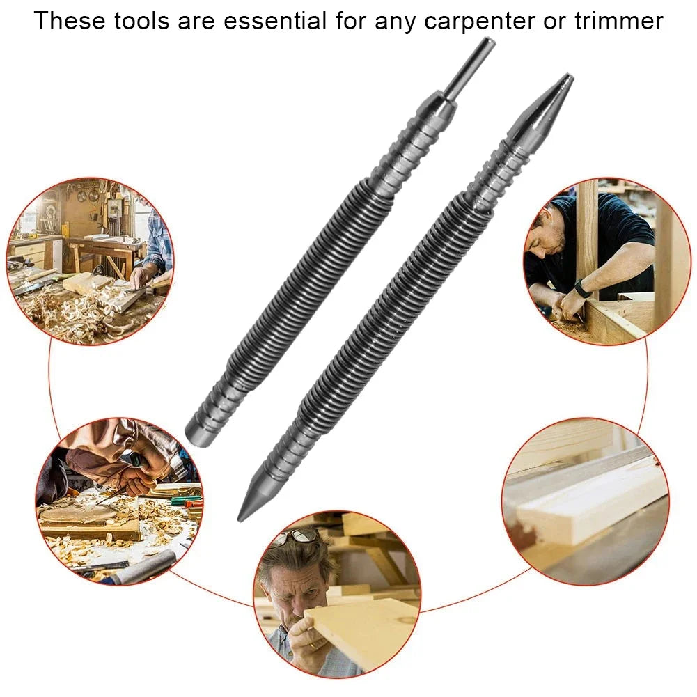 Spring-Loaded Center Punch – Hammerless Nail Set Tool – image 4