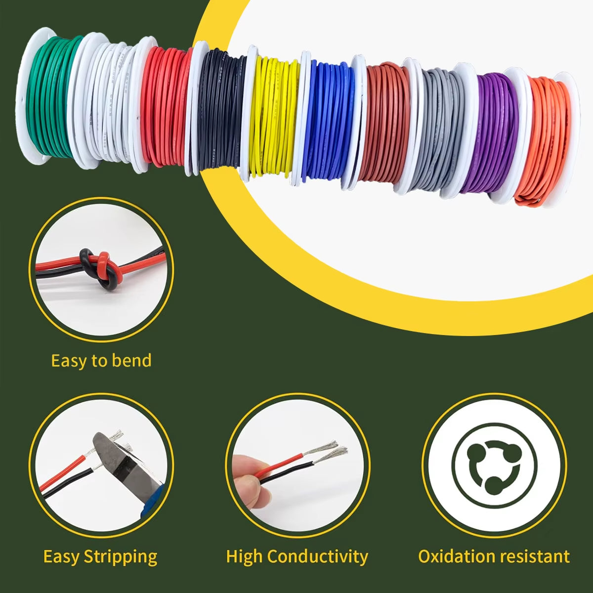 Silicone Hookup Wire Kit, 10 Colors Stranded Tinned Copper – image 3