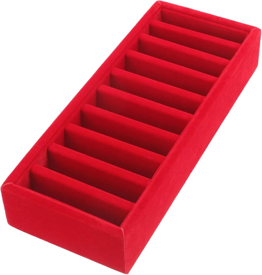 Ribbon Storage Box, Red Craft Organizer with Compartments – image 8