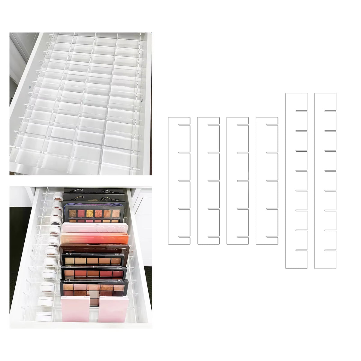 Acrylic Drawer Dividers 6 Piece – Clear Drawer Organizer Set