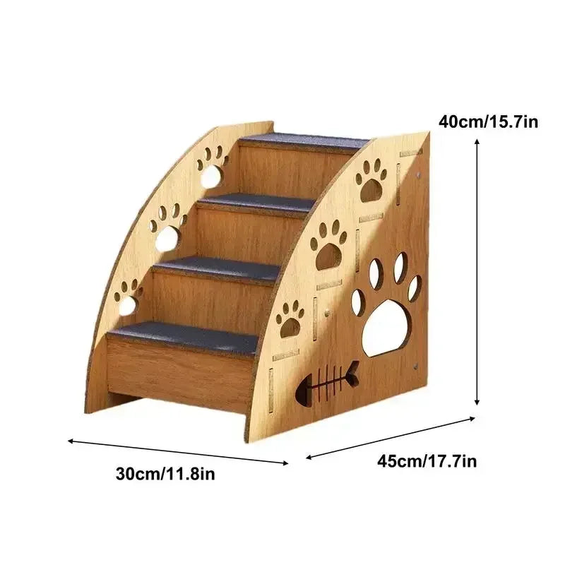 Wooden Pet Stairs for Bed – Non-Slip Carpeted Dog Steps – image 2