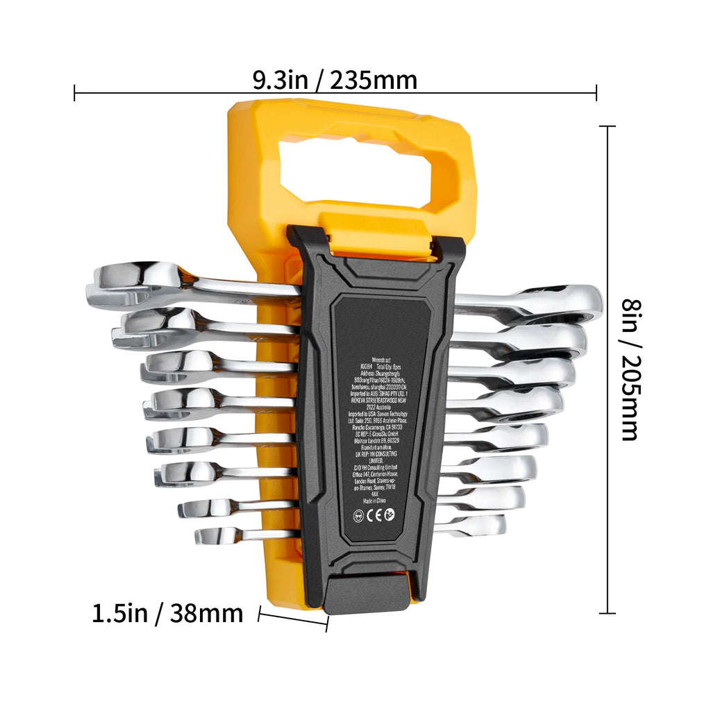 Ratcheting Wrench Set 8 Pcs – Metric 8–19 mm with Rack – image 8