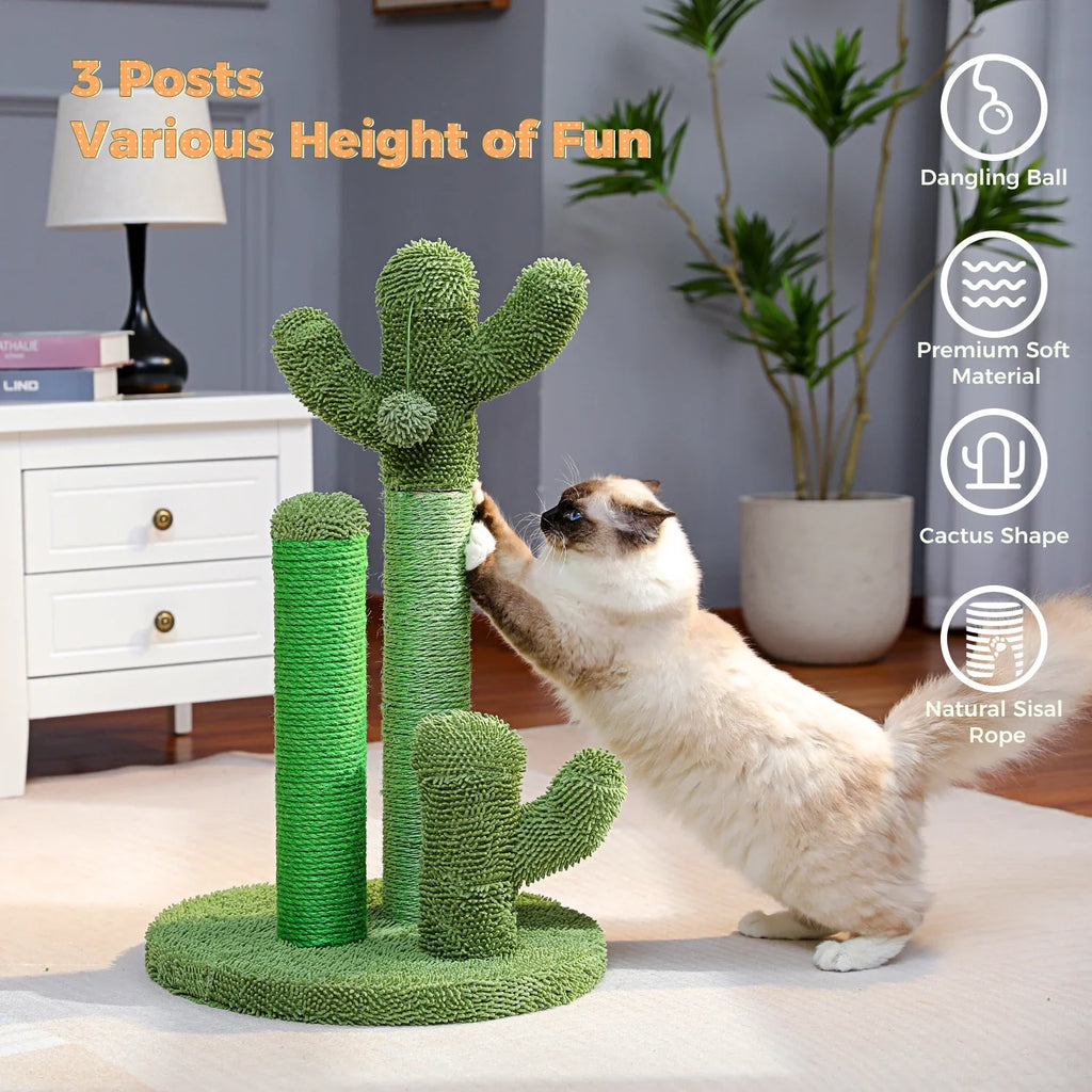 Cactus Cat Scratching Post – 3 Poles with Dangling Ball – image 12