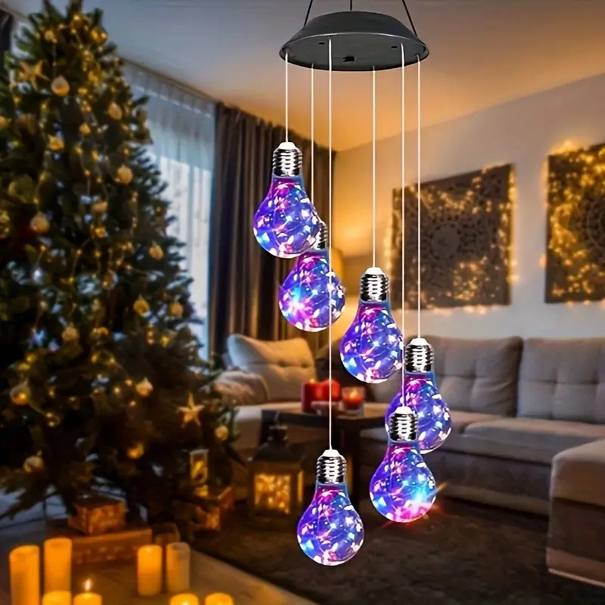 Solar Wind Chime Lights - 6 LED Color Changing Hanging Garden Lights