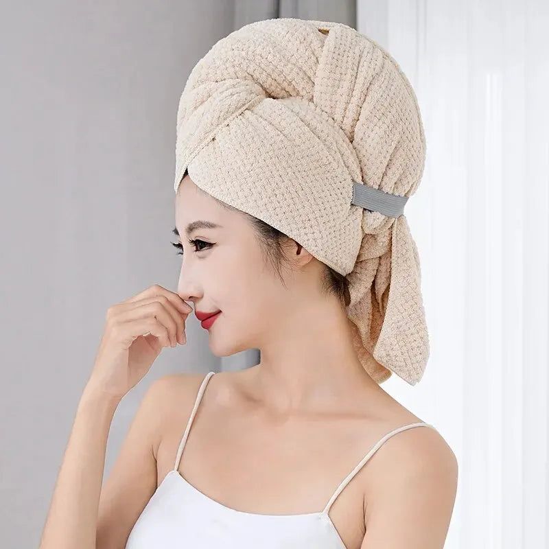 Microfiber Hair Towel Wrap Extra Large with Elastic Band