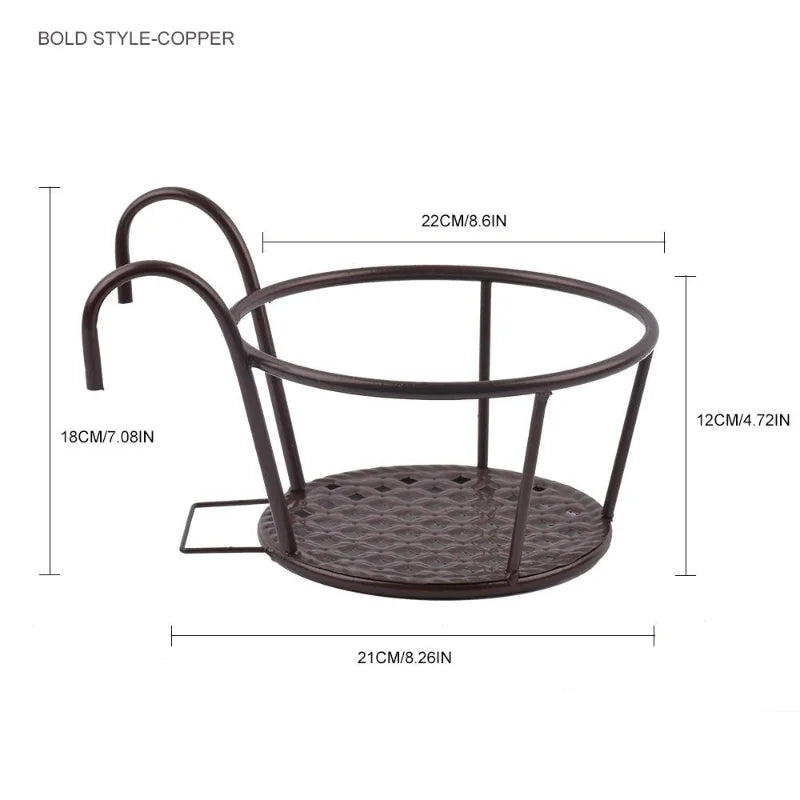 Hanging Flower Pot Holder, Iron Railing Plant Basket – image 9