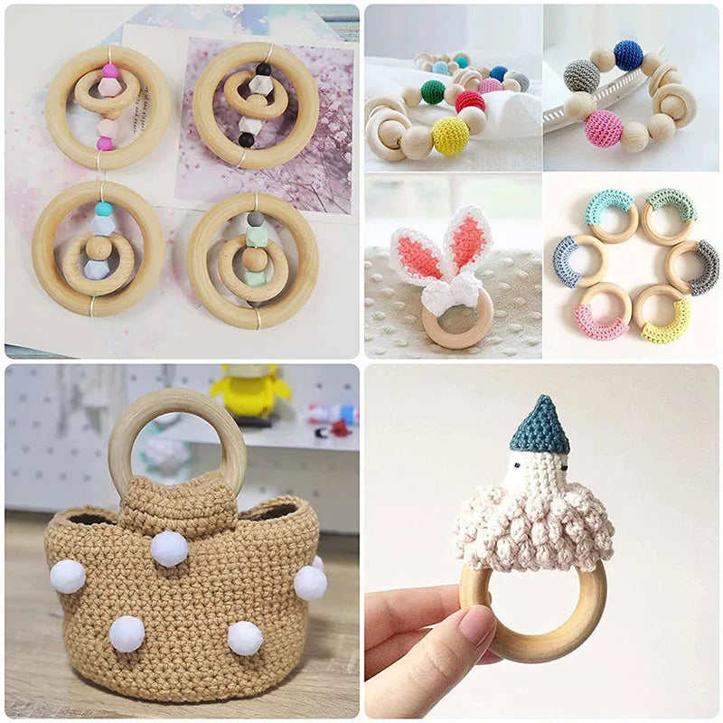 Unfinished Wooden Rings for Macrame and Crafts, 20 Pack – image 2