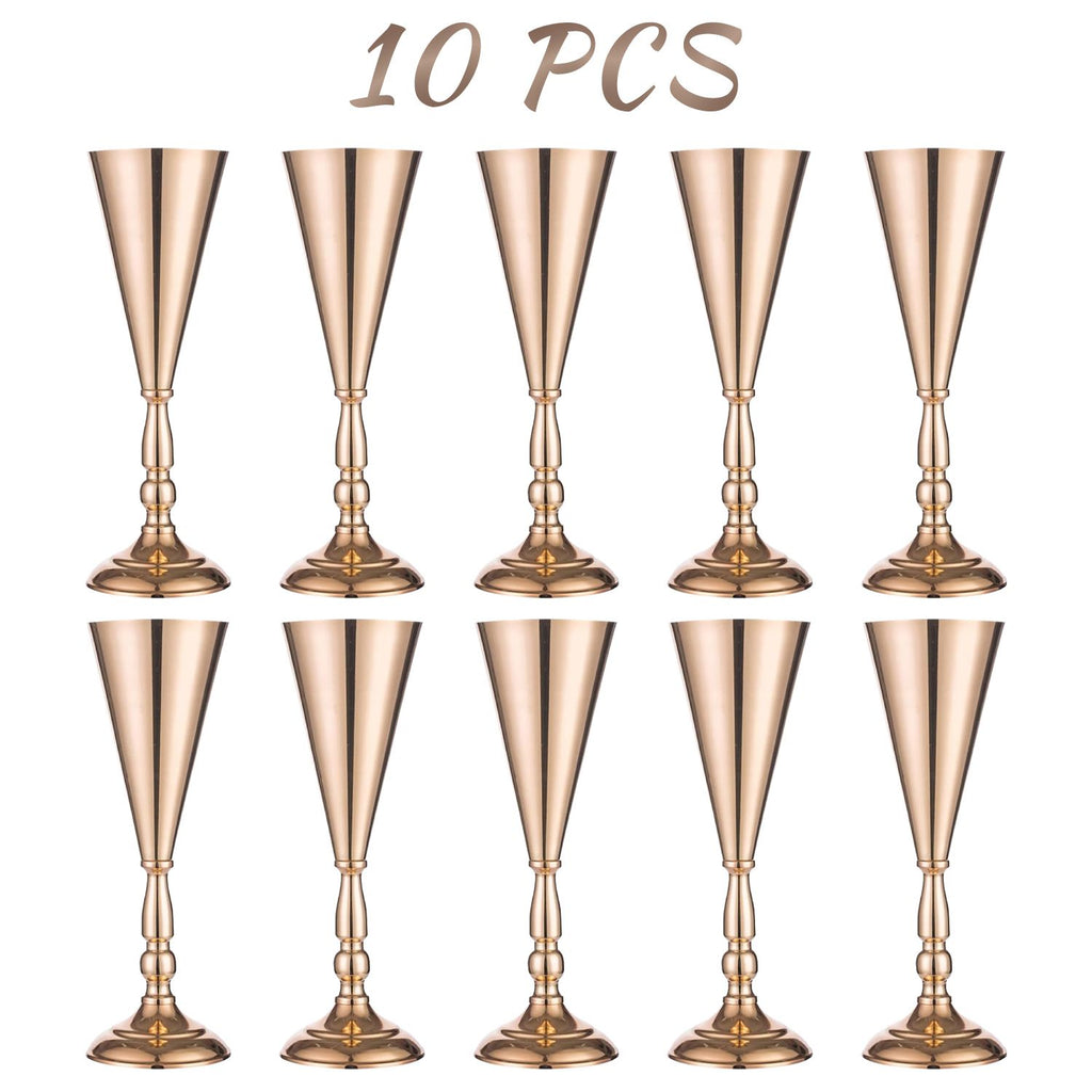 Gold Metal Trumpet Vase Centerpieces Set of 10, 14 in Tall – image 12