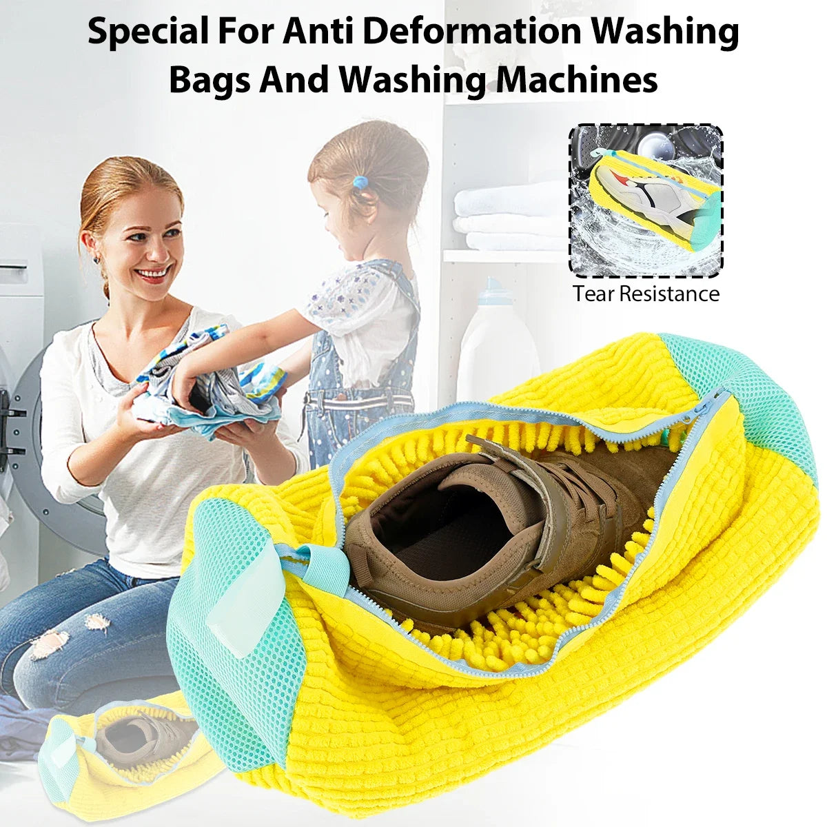 Shoe Laundry Bag, Padded Sneaker Wash Bag with Zipper – image 4