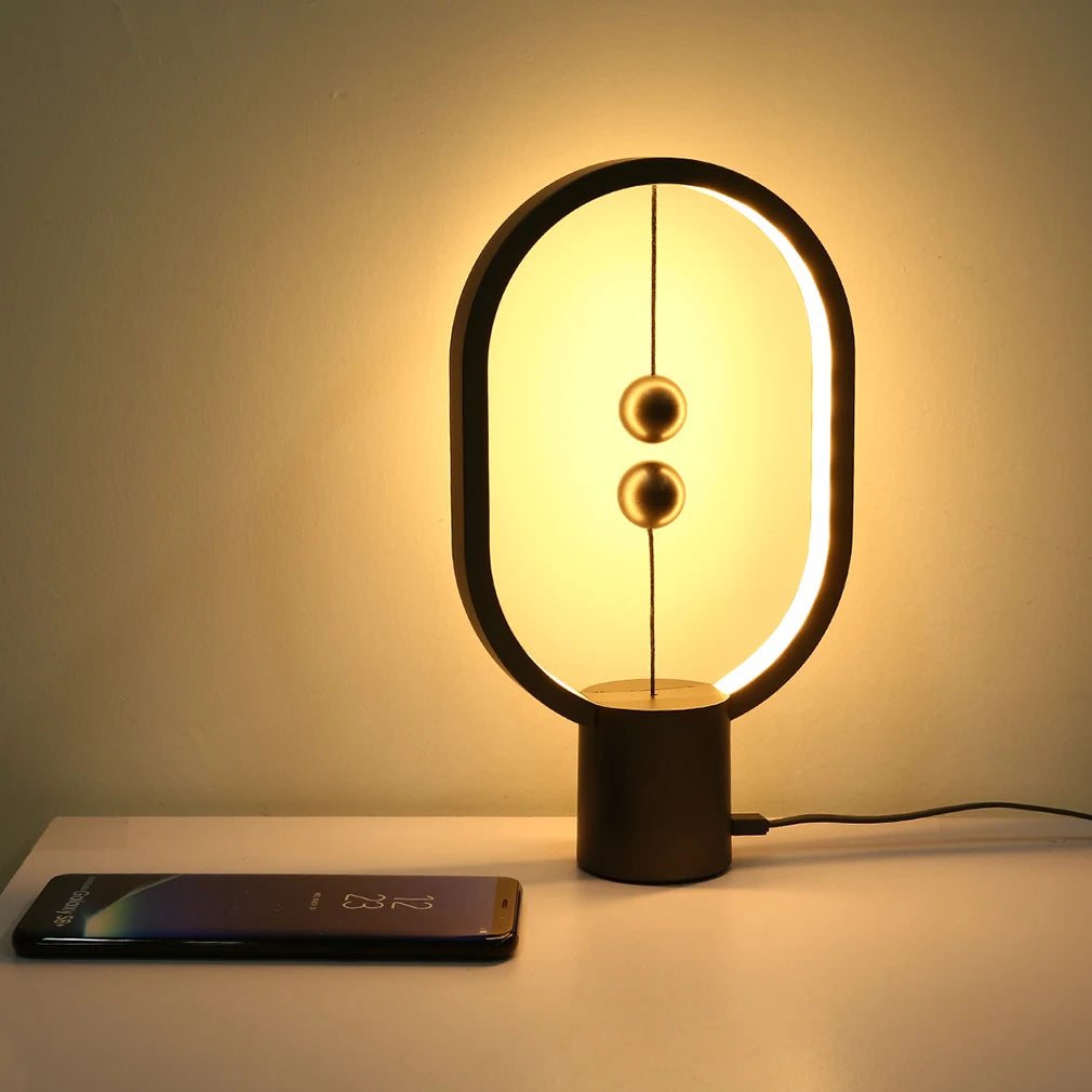 Magnetic Balance Table Lamp, USB LED Desk Light with Floating Ball Switch