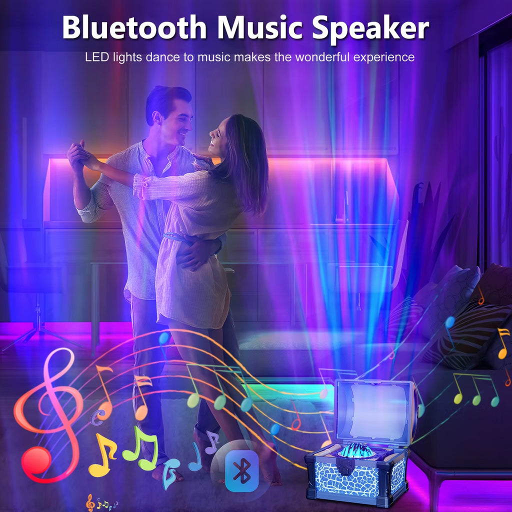 Aurora Galaxy Projector - Treasure Chest Star Night Light with Bluetooth Speaker & Timer