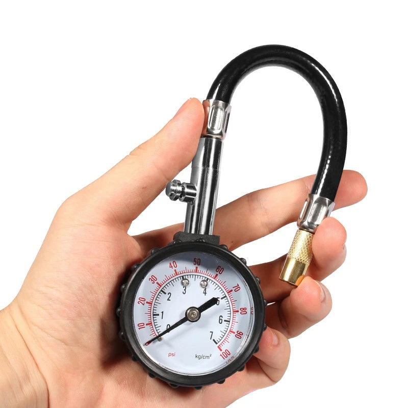 Tire Pressure Gauge 0–100 PSI – Dial Gauge with Hose – image 3