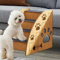 Wooden Pet Stairs for Bed – Non-Slip Carpeted Dog Steps