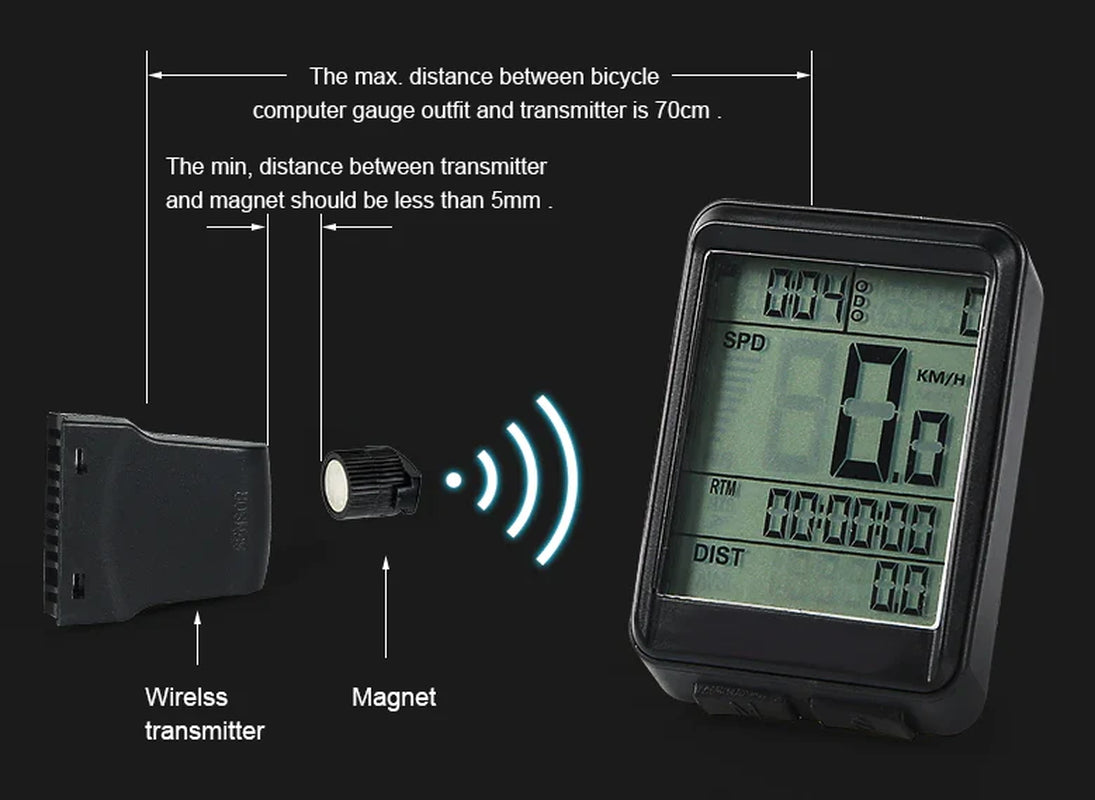 Bike Speedometer, Waterproof LCD Cycling Computer, Wired or Wireless – image 7