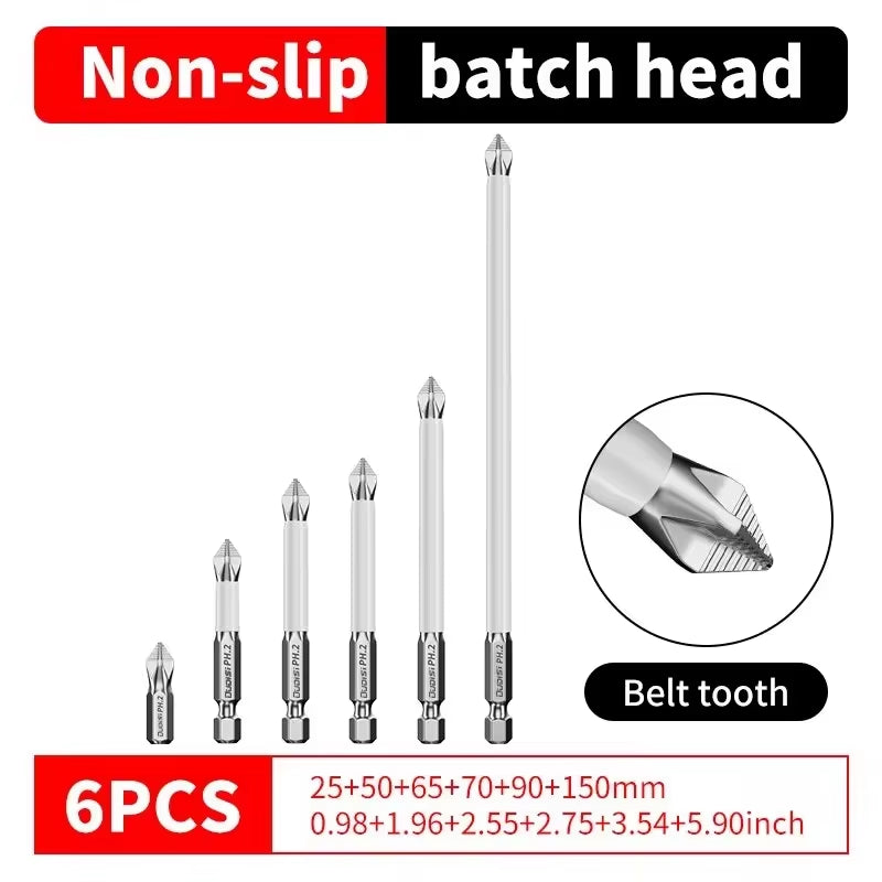 Magnetic Screwdriver Bit Set, 6 Phillips Bits with 1/4-Inch Hex