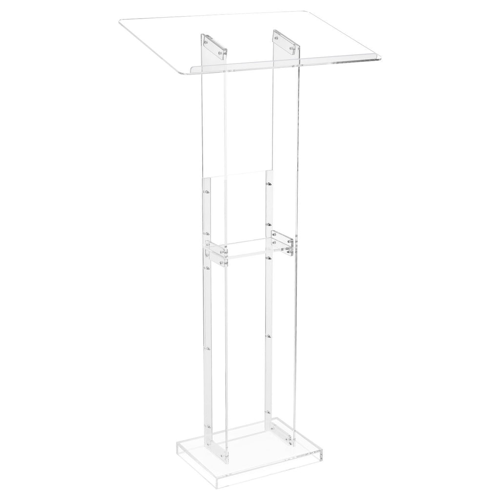 Clear Acrylic Lectern Podium Stand, 50 Inch, with Storage Shelves – image 2