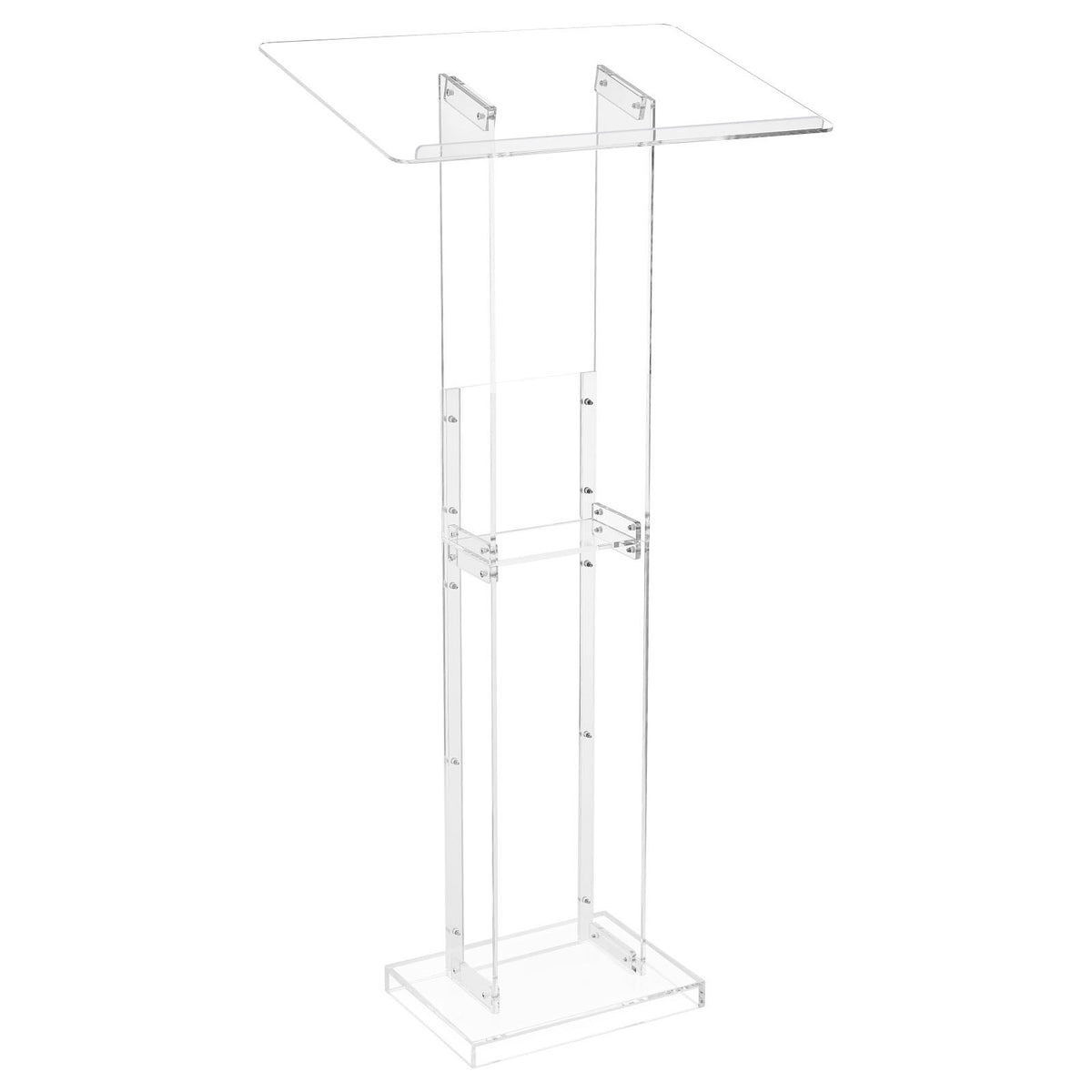 Clear Acrylic Lectern Podium Stand, 50 Inch, with Storage Shelves – image 2