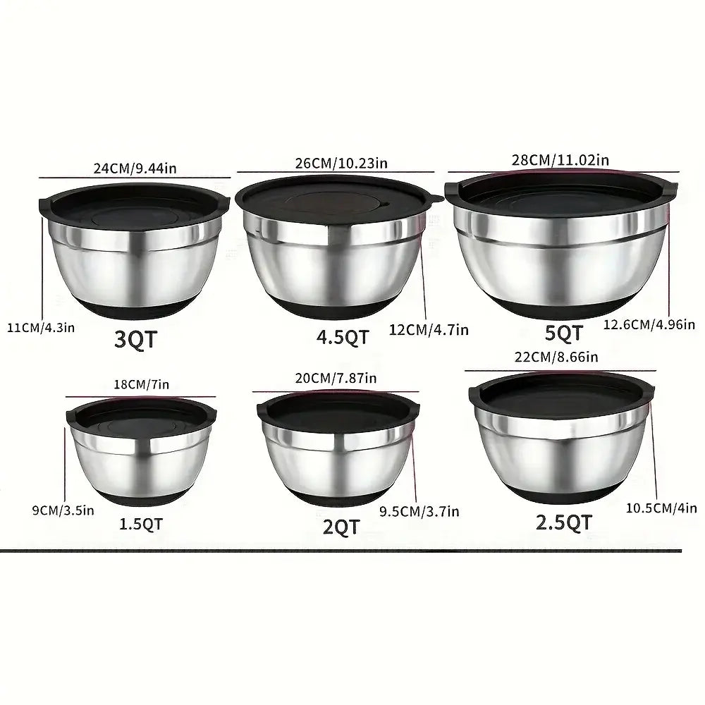 Mixing Bowl Set 17-Piece Stainless Steel with Lids & Graters – image 5