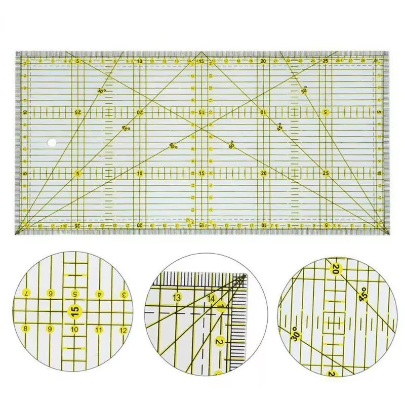 Quilting Ruler 6x12 in Acrylic with Double-Color Grid and Angle Lines – image 2