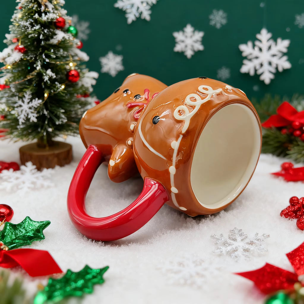 Gingerbread Man Ceramic Mug, 3D Christmas Cup 300 ml – image 5