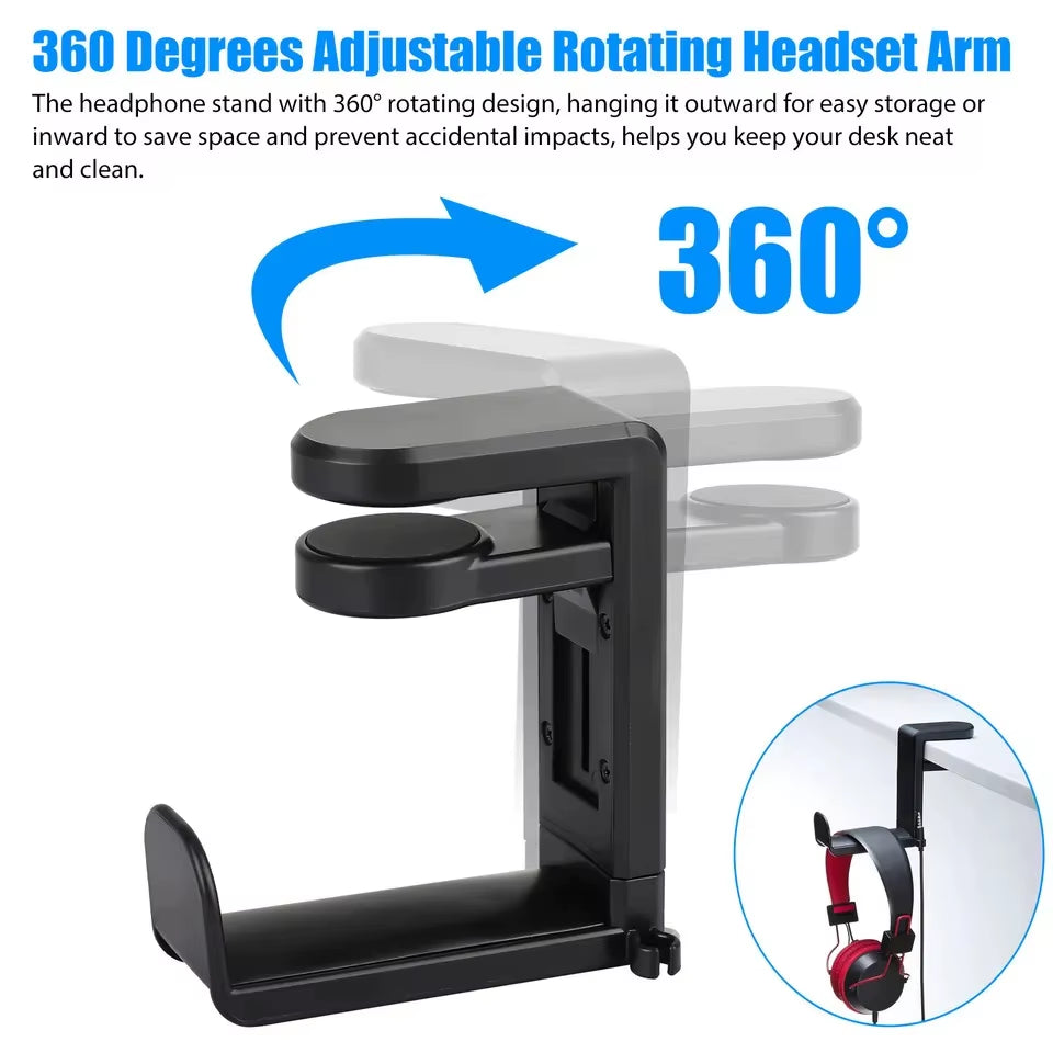 Headphone Stand Desk Clamp, 360 Rotating Hook – image 3