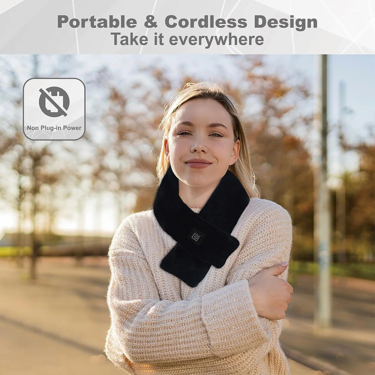 Heated Neck Wrap, Cordless with 5000mAh Power Bank, 3 Heat Levels – image 2
