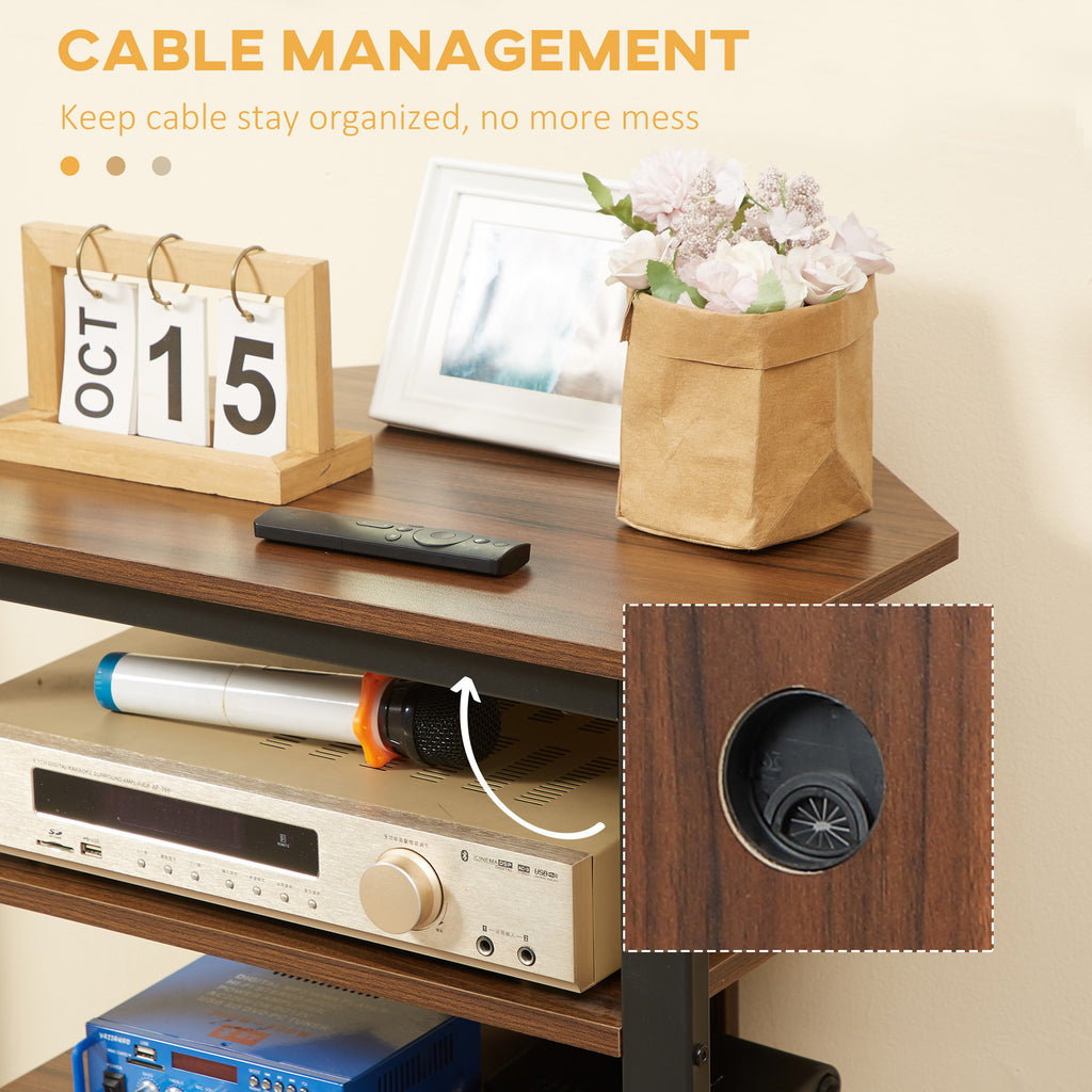 4-Tier Corner AV Media Rack with Cable Management, Chestnut Brown – image 6