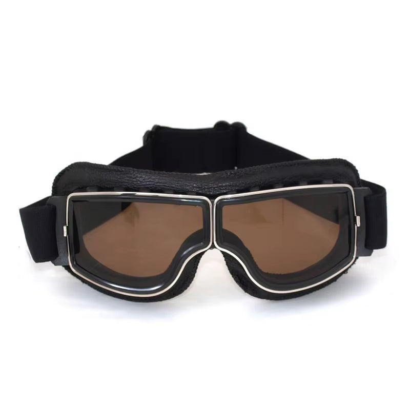 Vintage Motorcycle Goggles, Retro Leather Riding Goggles for Open-Face Helmets – image 11
