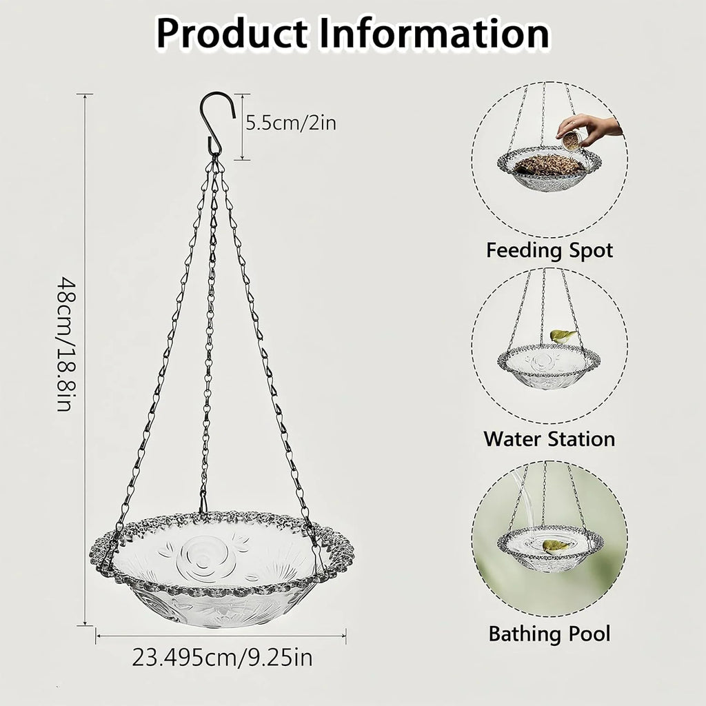 Hanging Bird Bath - Outdoor Bird Water Bowl and Feeder Tray – image 7