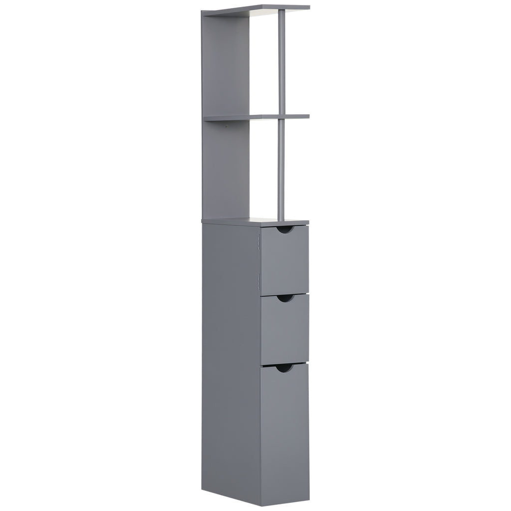 Tall Bathroom Storage Cabinet 54 in, Narrow Linen Tower with Drawers