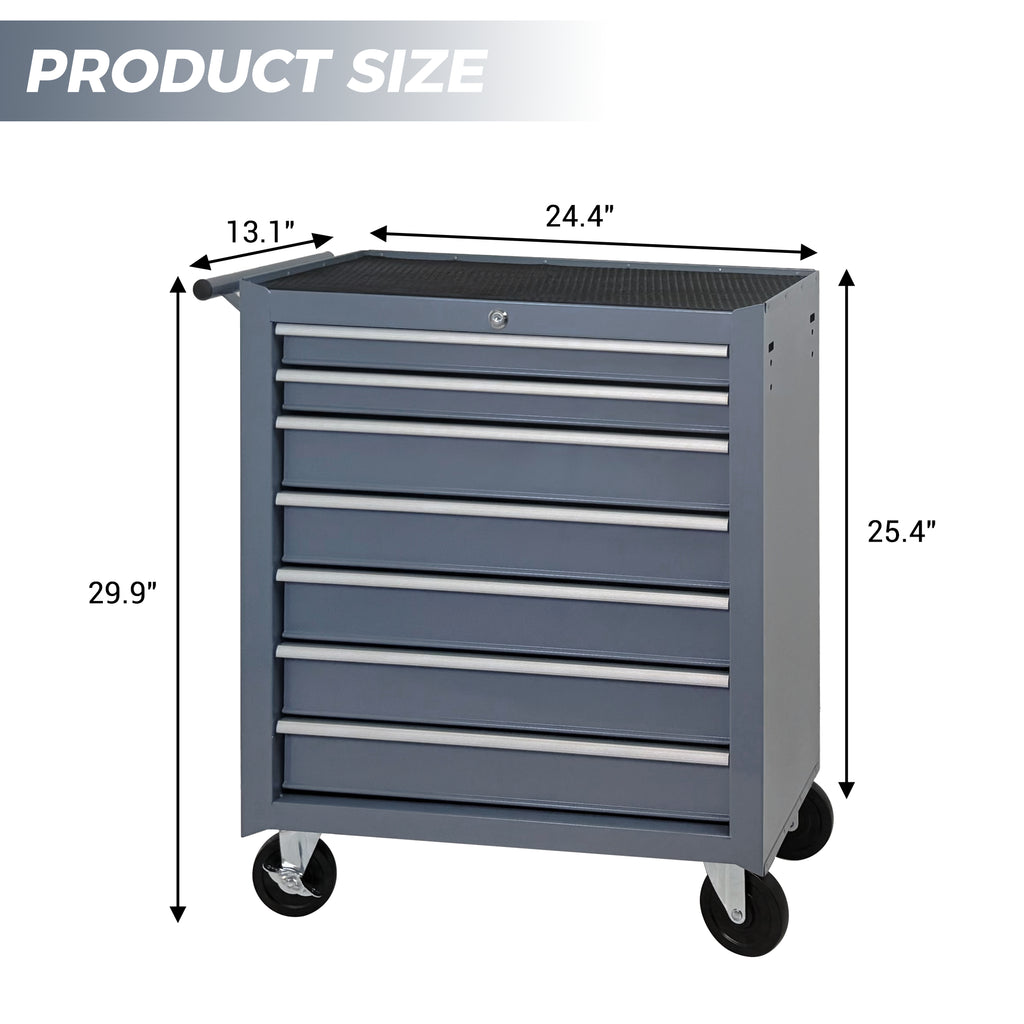 7 Drawer Rolling Tool Chest with Wheels Steel Mechanic Cabinet