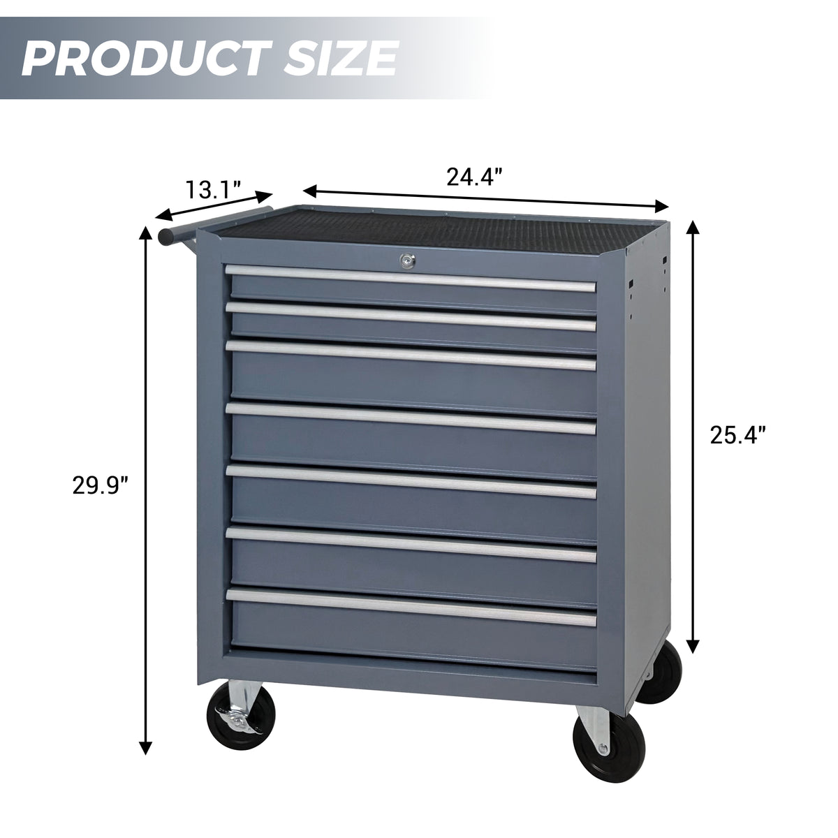 7 Drawer Rolling Tool Chest with Wheels Steel Mechanic Cabinet