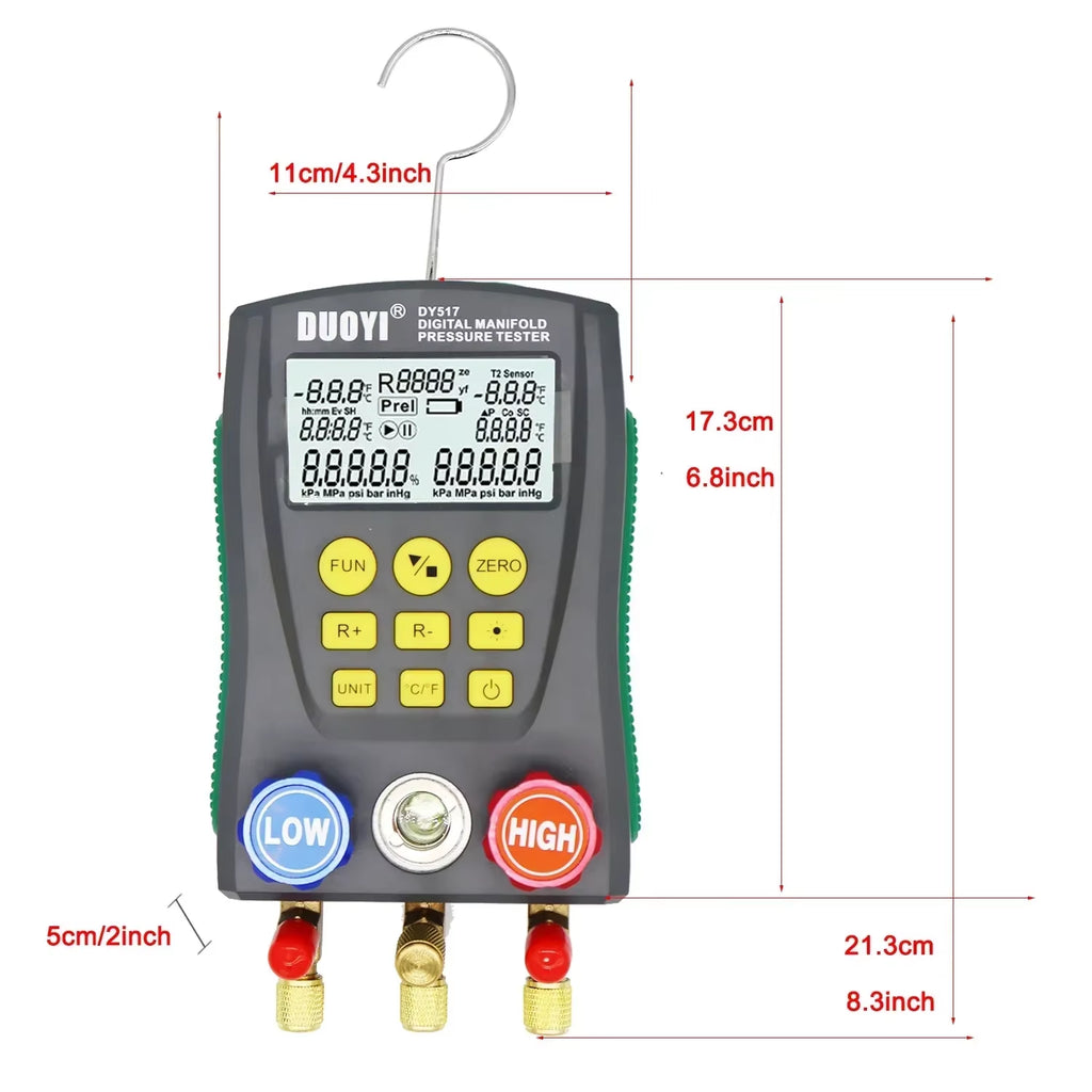 HVAC Digital Manifold Gauge, Dual Pressure & Temp, 93 Refrigerants – image 5