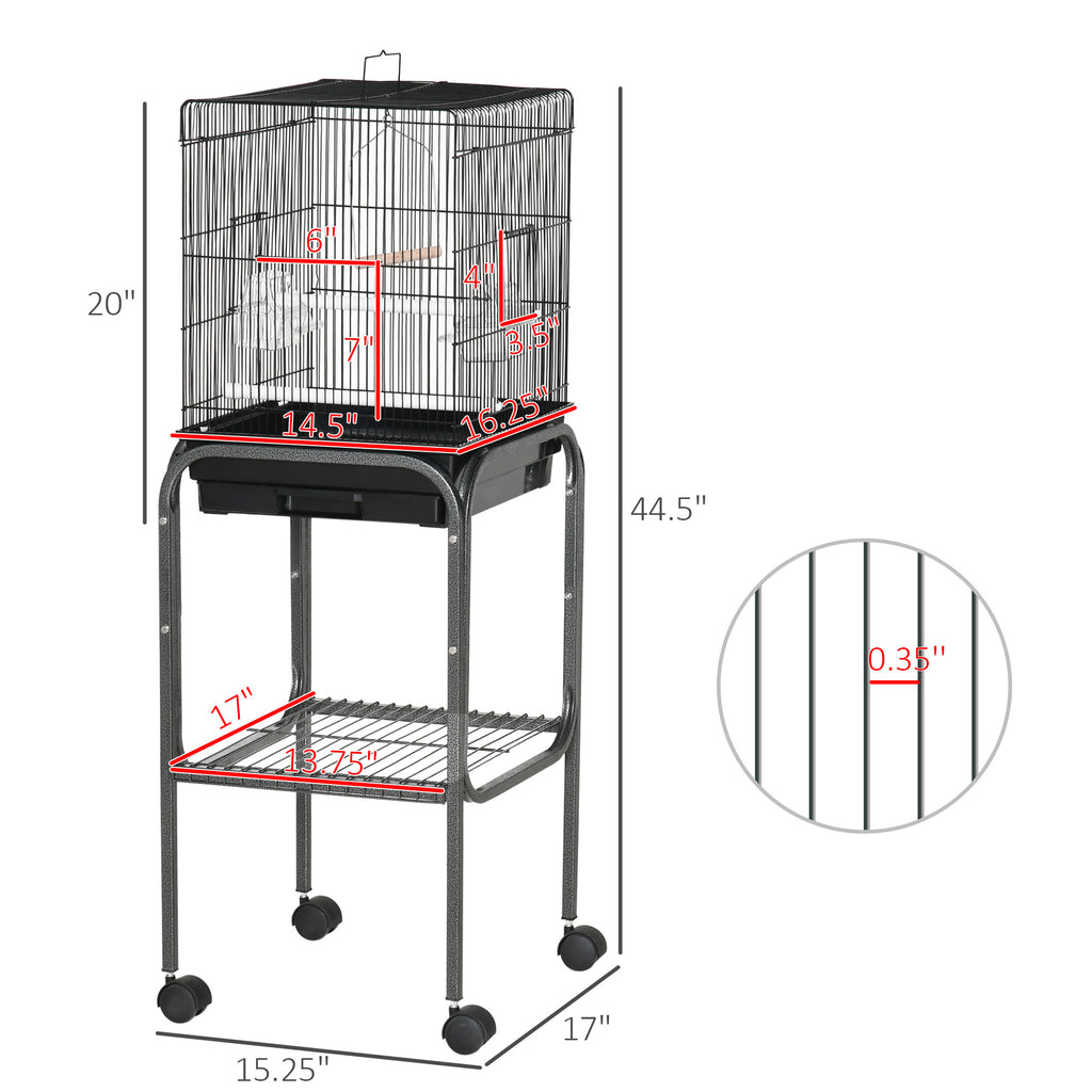 Rolling Bird Cage 45 in with Detachable Stand and Storage Basket – image 3