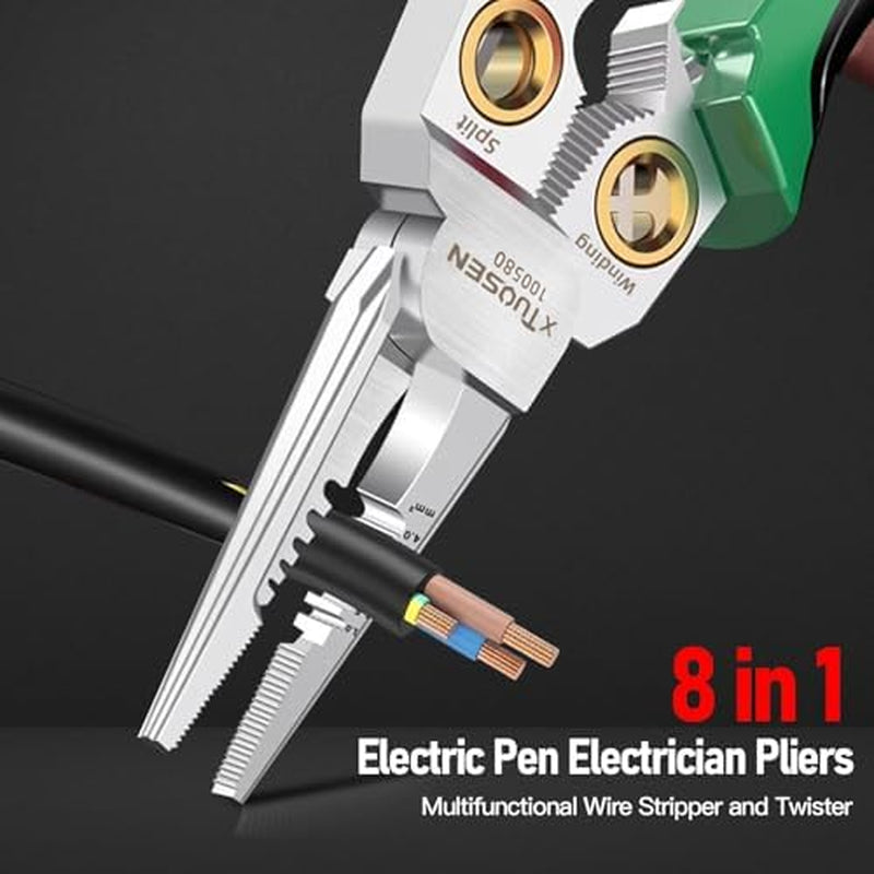 8-in-1 Wire Stripper with Voltage Detection, Green – image 3