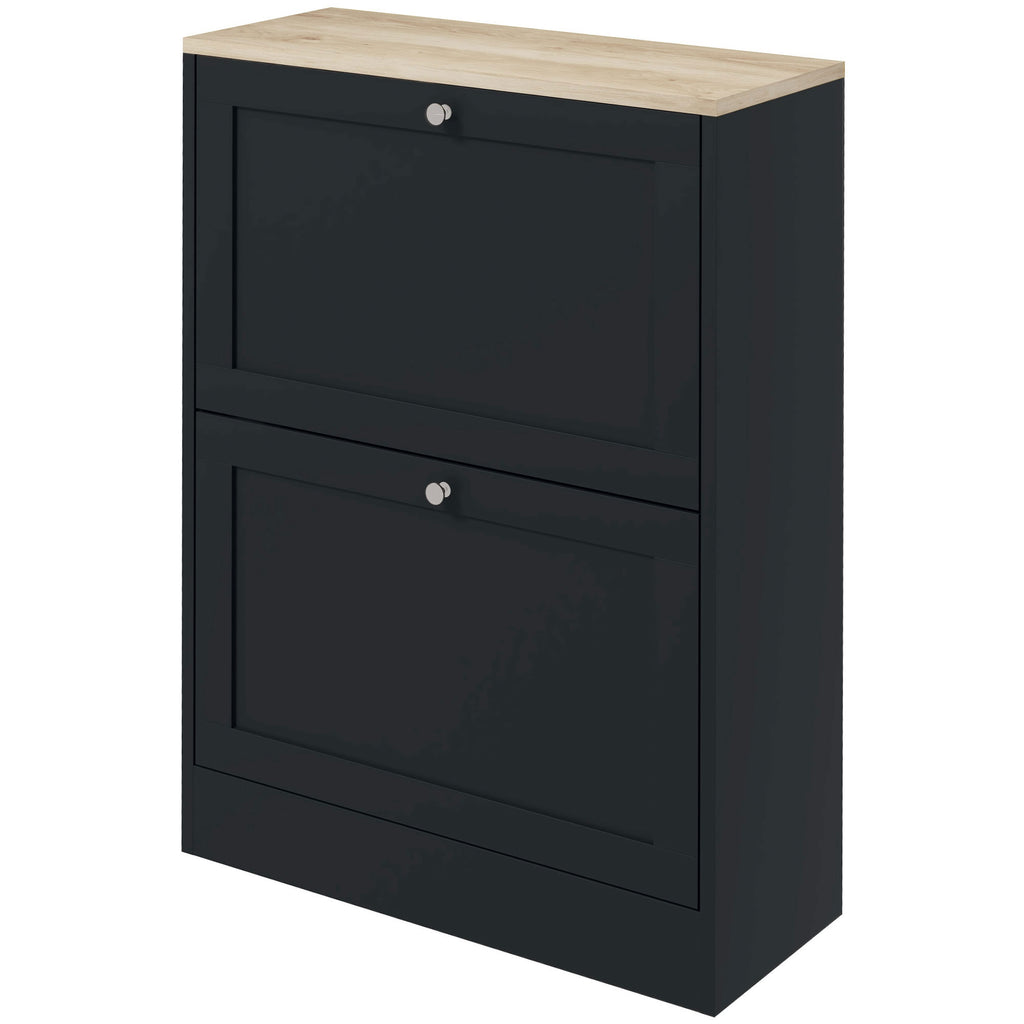 Slim Shoe Cabinet with 2 Flip Drawers for 8-12 Pairs, Black – image 1