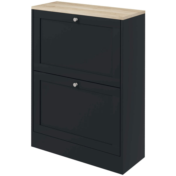 Slim Shoe Cabinet with 2 Flip Drawers for 8-12 Pairs, Black – image 1