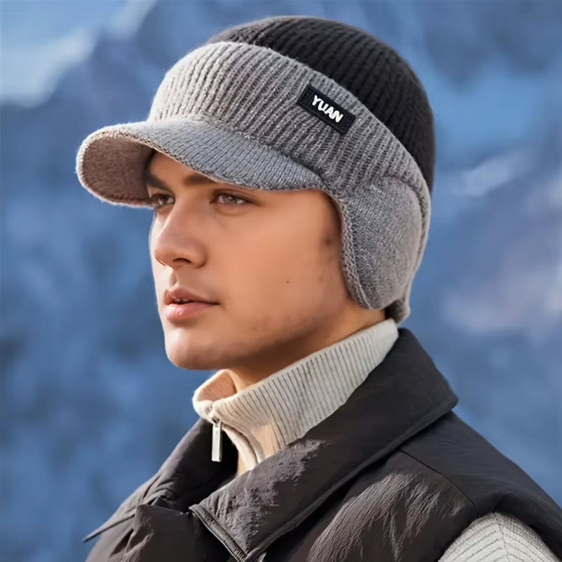 Knit Baseball Cap with Ear Flaps Fleece Lined Winter Hat – image 4