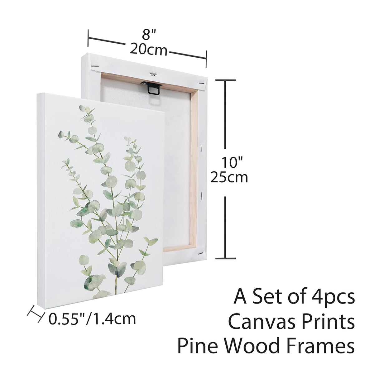 Botanical Framed Canvas Wall Art Set of 4, 8 X 10 Inch Prints
