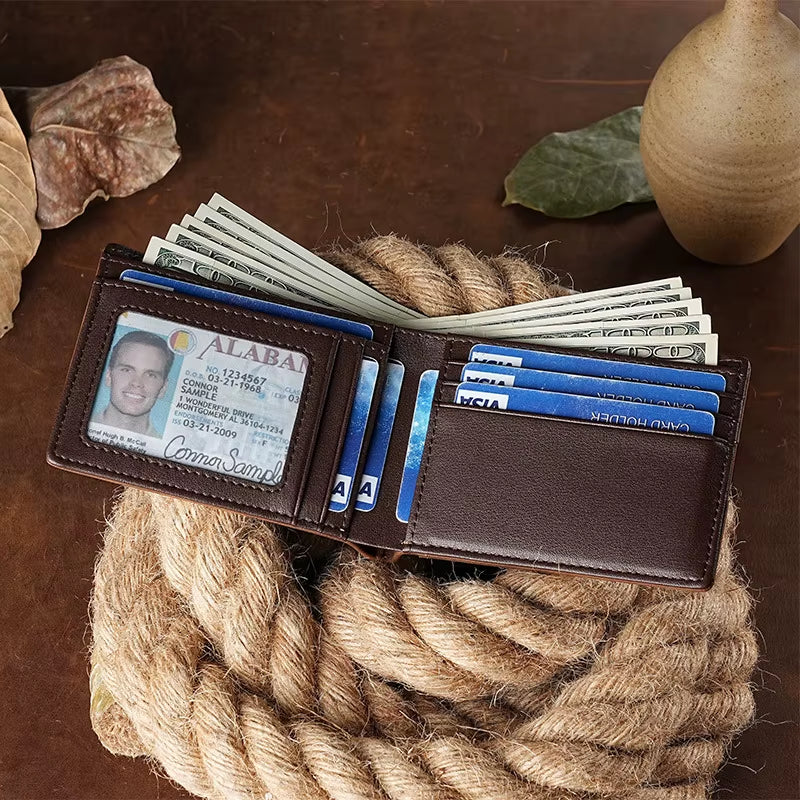 Crazy Horse Leather Bifold Wallet for Men, Full Grain Cowhide – image 3