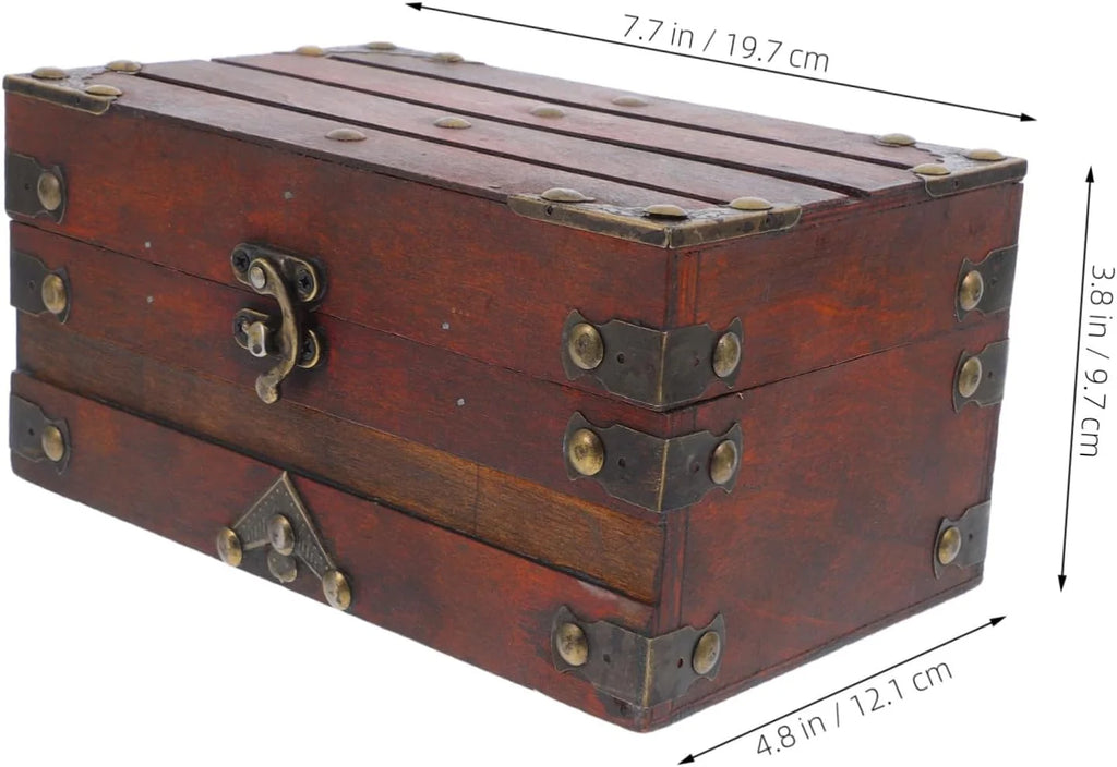 Wooden Jewelry Box with Lock, Vintage Treasure Chest Style – image 2