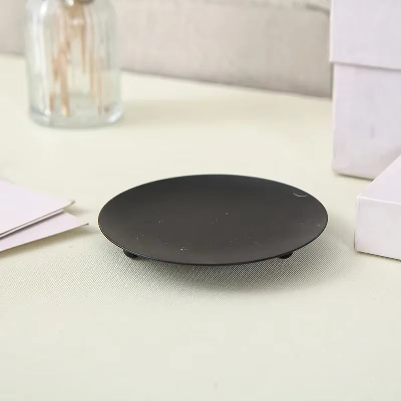 Candle Holder Dish - Round Iron Tray, Gold or Black – image 9