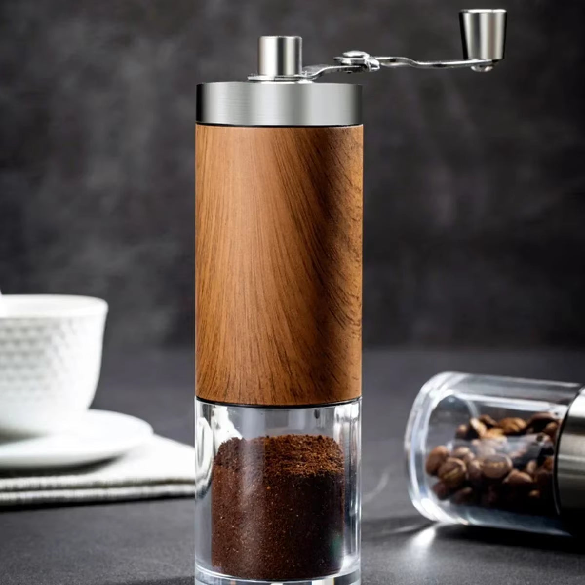 Manual Coffee Grinder, Vintage Hand Crank with Ceramic Burr – image 2