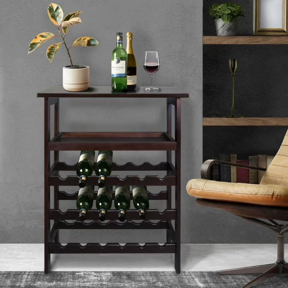 Solid Wood Wine Rack, 18 Bottle Freestanding with Tabletop and Tray – image 3