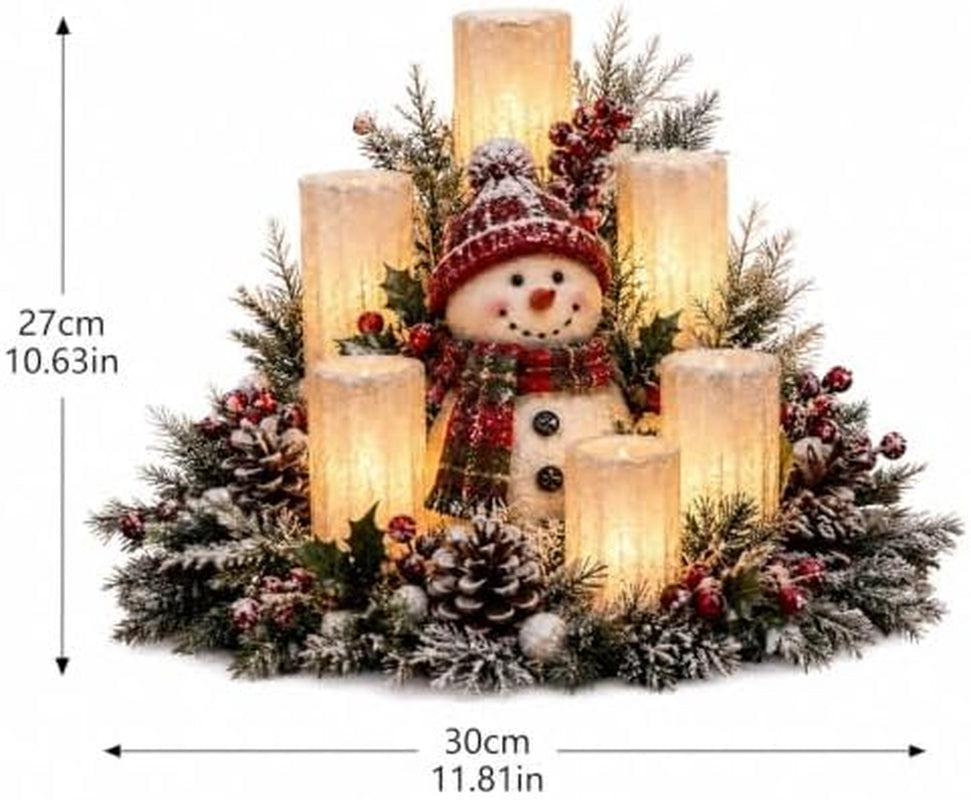 Christmas Centerpiece with Flameless Candle, Lighted Snowman – image 9