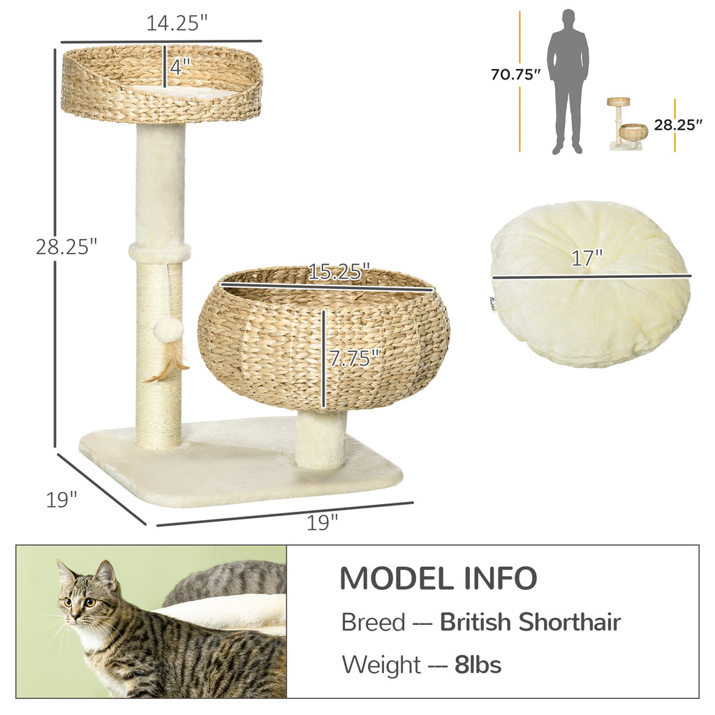 28 Inch Elevated Cat Basket Bed with Sisal Scratching Post – image 3