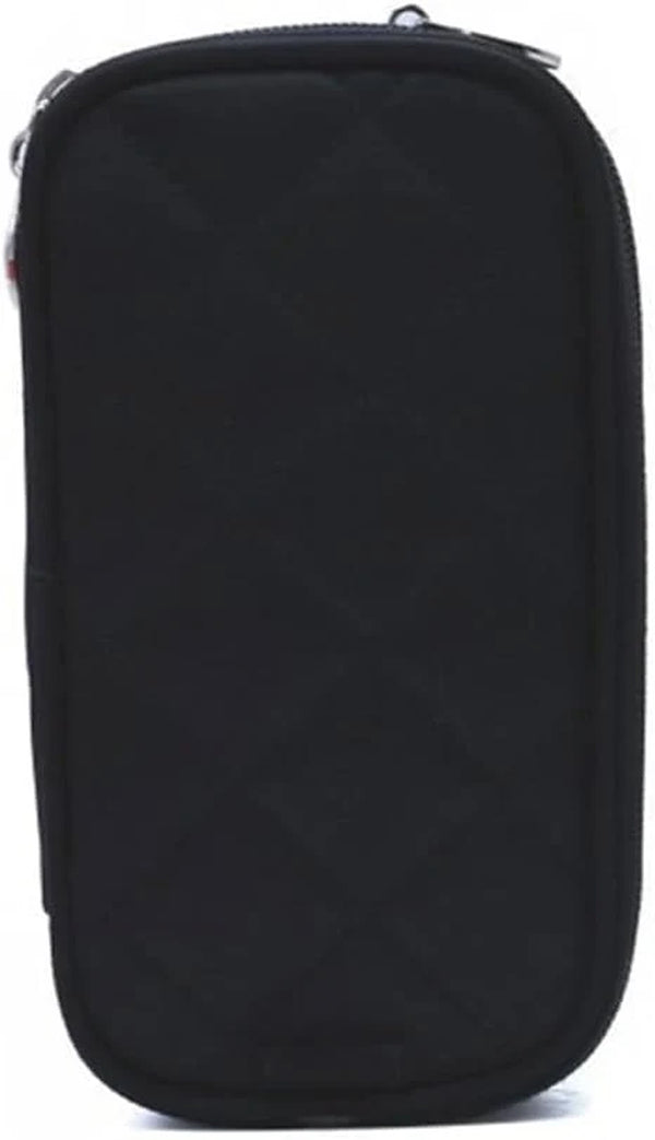 Makeup Bag, Black Geometric Nylon Zipper Cosmetic Pouch