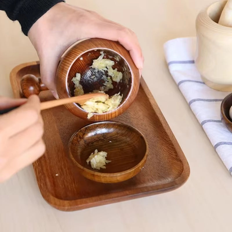 Mortar and Pestle Set, Natural Wood Spice & Garlic Grinder Bowl – image 5