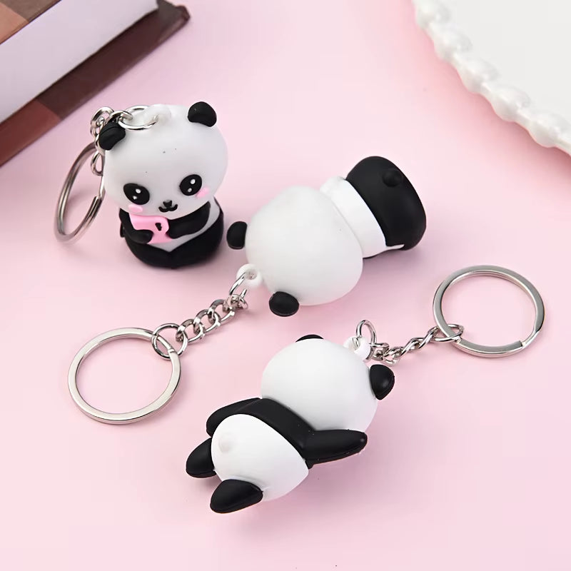 Cute Cartoon Panda Couple Keychain – image 3